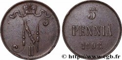FINLAND 5 Pennia monogramme Tsar Nicolas II 1908 