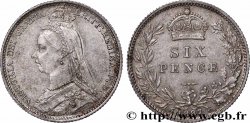 ROYAUME-UNI 6 Pence Victoria buste du Jubilé 1887 