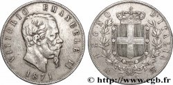 ARGENT D&nbsp;INVESTISSEMENT 5 Lire Victor Emmanuel II 1871 Milan TTB 