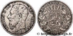 ARGENT D&nbsp;INVESTISSEMENT 5 Francs Léopold II 1868 Bruxelles TTB 
