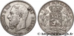 ARGENT D&nbsp;INVESTISSEMENT 5 Francs Léopold II 1868 Bruxelles TTB 