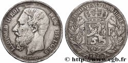 ARGENT D&nbsp;INVESTISSEMENT 5 Francs Léopold II 1868 Bruxelles TTB 