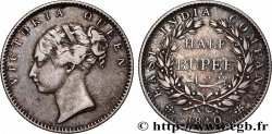 INDES BRITANNIQUES 1/2 Rupee (Roupie) East India Company Victoria 1840 Bombay ou Calcutta