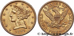 OR, PALLADIUM ET PLATINE INVESTISSEMENT 5 Dollars &nbsp;Liberty&nbsp; 1904 Philadelphie