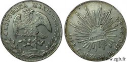MEXIQUE 8 Reales Aigle / bonnet phrygien sur soleil 1875 San Luis Potosi TTB+ 