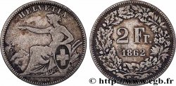 SUISSE 2 Francs Helvetia 1862 Berne