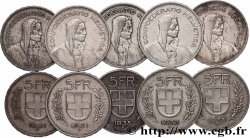 ARGENT D&nbsp;INVESTISSEMENT Lot de 10 x 5 Francs Berger des alpes n.d. Berne
