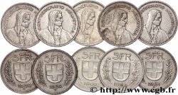 ARGENT D&nbsp;INVESTISSEMENT Lot de 10 x 5 Francs Berger des alpes n.d. Berne