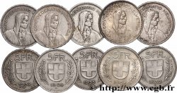ARGENT D&nbsp;INVESTISSEMENT Lot de 10 x 5 Francs Berger des alpes n.d. Berne