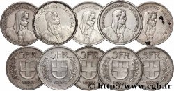 ARGENT D&nbsp;INVESTISSEMENT Lot de 10 x 5 Francs Berger des alpes n.d. Berne