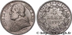 VATICAN - PIUS IX (Giovanni Maria Mastai Ferretti) 5 Lire Pie IX an XXIV 1870 Rome XF 
