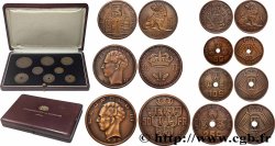 BELGIQUE Coffret 8 essais de 50, 20, 5 et 1 francs et de 50, 25, 10 et 5 centimes en bronze, flans mats 1935-1939  FDC 
