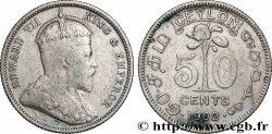 CEYLON 50 Cents Édouard VII 1902 