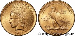 OR, PALLADIUM ET PLATINE INVESTISSEMENT 10 Dollars &nbsp;Indian Head&nbsp;, 2e type 1911 Philadelphie