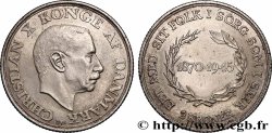 DANEMARK 2 Kroner 75e anniversaire du roi Christian X 1945 Copenhague
