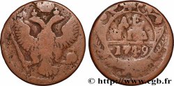 RUSSIE 1 Denga (1/2 Kopeck) aigle bicéphale 1749 Moscou ou Ekaterinbourg
