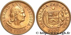 PÉROU 1 Libra or 1917 Lima