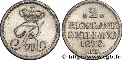 DANEMARK - ROYAUME DE DANEMARK - FRÉDÉRIC VI 2 Skilling  1836 