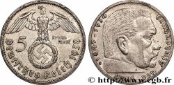 ALLEMAGNE 5 Reichsmark aigle / Maréchal Paul von Hindenburg 1939 Karlsruhe - G