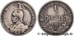 AFRIQUE ORIENTALE ALLEMANDE 1/2 Rupie (Roupie) Guillaume II 1907 Hambourg