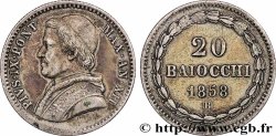 ITALIE - ÉTATS DU PAPE - PIE IX (Jean-Marie Mastai Ferretti) 20 Baiocchi an XII 1858 Rome