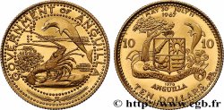 ANGUILLA 10 Dollars Proof Vie marine des Caraïbes en bronze doré 1970  MS 