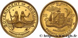 ANGUILLA 20 Dollars Proof Sirènes en bronze doré 1970  MS 