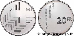 SWITZERLAND 20 Francs Proof 700e anniversaire de la confédération helvétique 1991 Berne