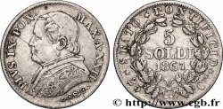 VATICAN ET ÉTATS PONTIFICAUX 5 Soldi Pie IX an XXII 1867 Rome