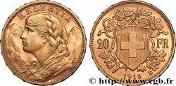 GOLD, PALLADIUM & PLATINUM INVESTMENT 20 Francs &nbsp;Vreneli&nbsp;  1915 Berne