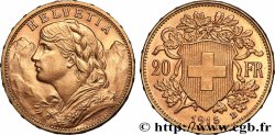 GOLD, PALLADIUM & PLATINUM INVESTMENT 20 Francs &nbsp;Vreneli&nbsp;  1915 Berne