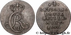 DANEMARK 4 Skilling monogramme de Christian VII roi du Danemark 1807 Altona
