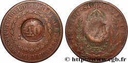 BRÉSIL - EMPIRE DU BRÉSIL - PIERRE II 40 Réis contremarqué sur une 80 Réis 1832 (1835) Rio de Janeiro