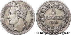 ARGENT D&nbsp;INVESTISSEMENT 5 Francs Léopold Ier tête laurée 1848 