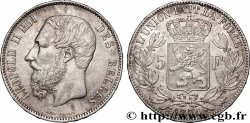 ARGENT D&nbsp;INVESTISSEMENT 5 Francs Léopold II  1874 Bruxelles