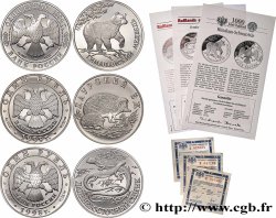 RUSSIE Lot 3 x 1 Rouble Proof  1994-1999 Moscou