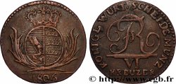 ALLEMAGNE - WURTEMBERG 6 Kreuzer monogramme de Frédéric Ier 1806 