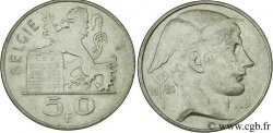 BELGIQUE 50 Francs lion posé sur les tables de la loi / Mercure légende flamande 1950 
