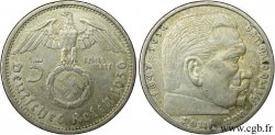 GERMANY 5 Reichsmark aigle surmontant une swastika / Maréchal Paul von Hindenburg 1936 Berlin XF 