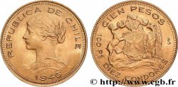 CHILE 100 Pesos ou 10 Condores, 2e type 1946 Santiago