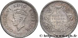 BRITISH INDIA 1/4 Rupee (Roupie) Georges VI couronné 1943 Bombay