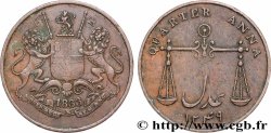 BRITISH INDIA 1/4 Anna East India Company Présidence de Bombay AH 1249 1833 Bombay