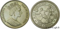 ISLE OF MAN 1 Crown Elisabeth II / coupe du Monde de Football de Mexico, deux joueurs 1986  MS 