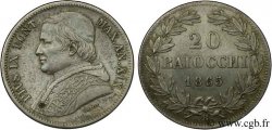 VATICAN ET ÉTATS PONTIFICAUX 20 Baiocchi Pie IX an XIX 1865 Rome
