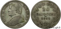 VATICAN ET ÉTATS PONTIFICAUX 20 Baiocchi Pie IX an XX 1865 Rome