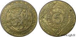 BELGIQUE 5 Francs ville de Gand occupée, lion de Flandres 1917 