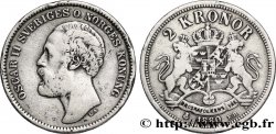 SUECIA 2 Kronor Oscar II de Suède et de Norvège 1880 