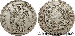 ITALIE - RÉPUBLIQUE SUBALPINE 5 Francs Gaule Subalpine figures allégoriques de la Gaule Subalpine et de la France 1801 an 10 Turin