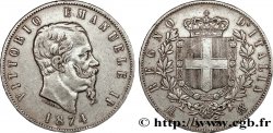 ITALIA 5 Lire Victor Emmanuel II 1874 Milan