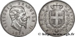 ITALIA 5 Lire Victor Emmanuel II 1874 Milan